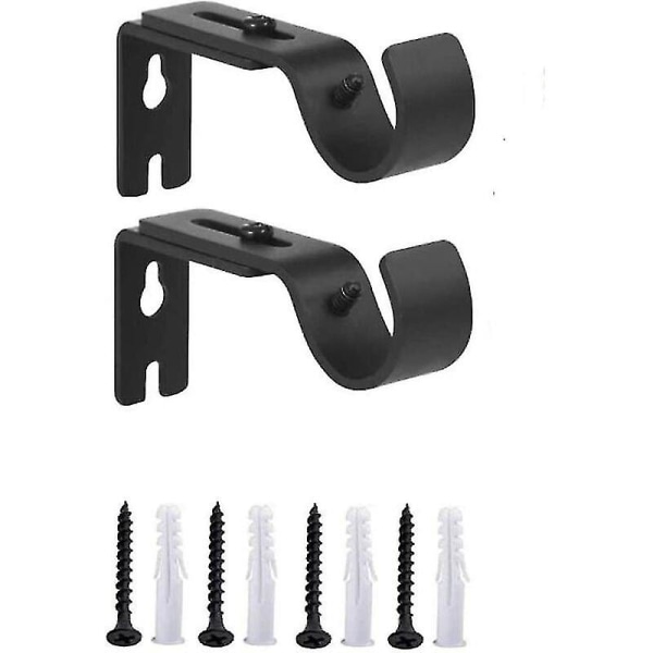 2-pack Justerbara Väggmonterade Gardinstångsbeslag, Tunga Metall, Svart, Romerska Stångbeslag, Justerbara Beslag, Krokar, Gardintillbehör, Gardinstångsbeslag