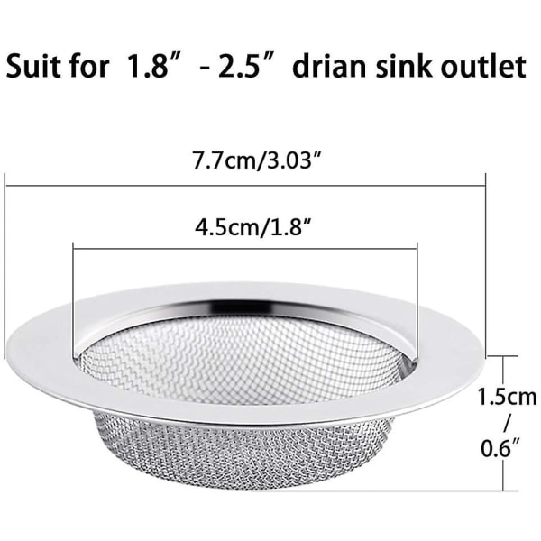 2 stk Rustfritt Stål Sink Sil, 7,5 cm Avløps Sil, Sink Sil, Sink Sil, Kjøkkenvask Sil