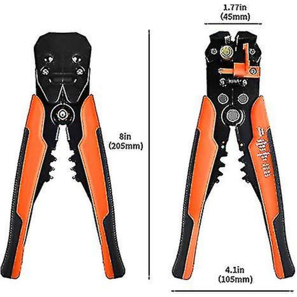 Afisoleringstang, afisoleringsværktøj, kraftig 5-i-1 automatisk afisoleringstang, crimper, skærer til afisolering af ledninger, kabelskæring, crimpning 10awg-24