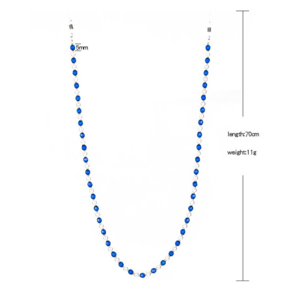 Øreproppmaske-halskjede med glassperlekjede, solbrillesnor for kvinner