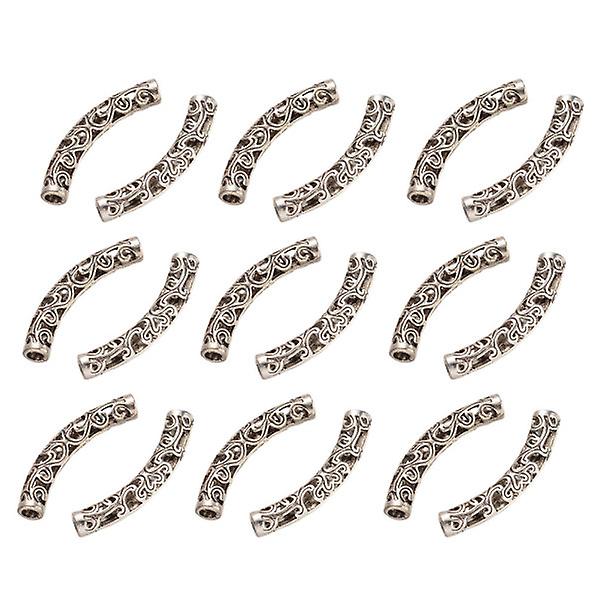 100 st Dekorativa pärlor dekorerade tillbehör Tibetanskt armband Rörpärlor Legering Pipe Spacer BeadsSilve Silver M