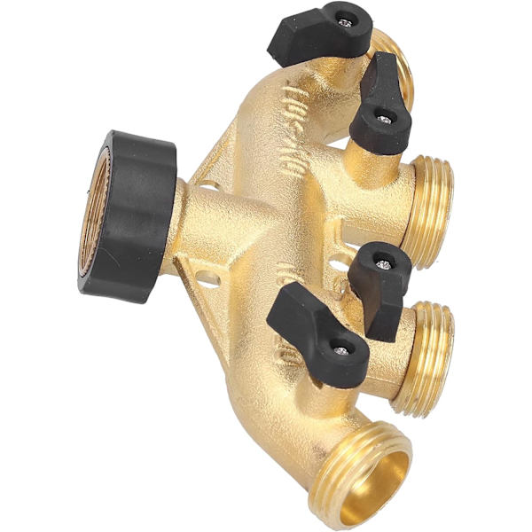 Slangedeler 4-vejs Slangekobling G3/4in Hun-gevind Metal Slangekobling med 4 Ventiler til Havevanding Balkonvanding Bilvask