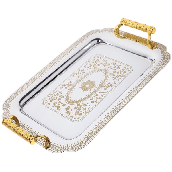 Smykkebrett Snacksfat Skrivebord Serveringsbrett Vintage Fruktbrett Salatskål Serveringsfat Matservering Golden 35x24.5cm