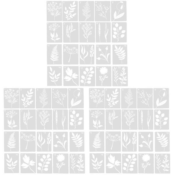 100 ark målarschabloner ihåliga växtmall Växtmålning stencilmålningsmall60 ark 60 sheets 29X21cm