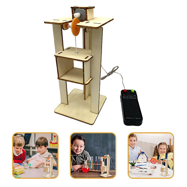Puslespil Legetøj DIY STEM Legetøj Børn DIY Træelevator DIY Legetøj Elevator Tidlig Uddannelse Elevator Legetøj Beige 18.5x10cm Beige 18.5x10cm