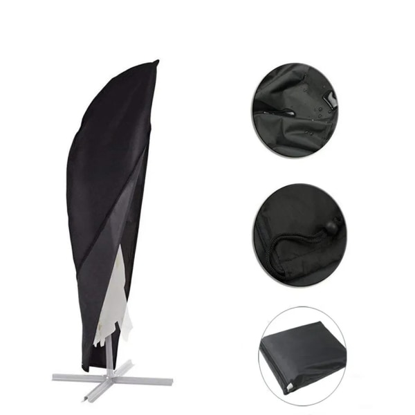 Paraplydeksel passer til utendørs paraplyer - Vanntett utkraget offset paraplydeksel med solid glidelås - Inkludert støttestang S