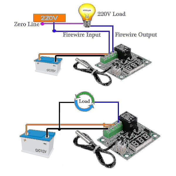 4 stk. W1209 12V DC Digital Temperaturregulator Modul, Mikro Digital Termostat -50-110c Elektronisk