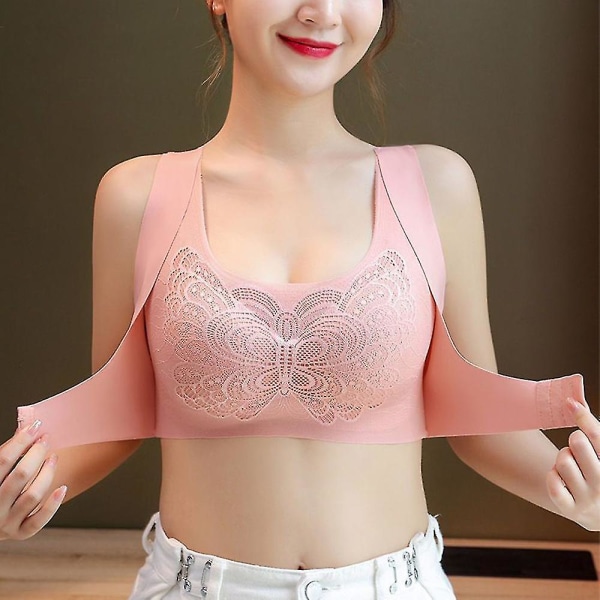 Kvinnor Sömlös Beauty Back Underkläder Sport-BH Sexig Push Up Bralette Lingerie Yoga BH:ar LPRosa L Pink