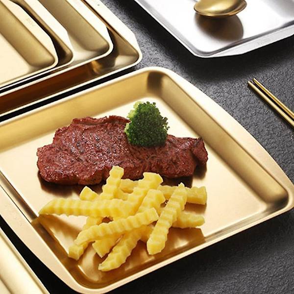 Illallinen lautanen 304 ruostumattomasta teräksestä valmistettu suorakaiteen muotoinen lautanen Korean BBQ -lautanen, Sushi-lautanen, jälkiruokalauta, säilytyslautanen, A