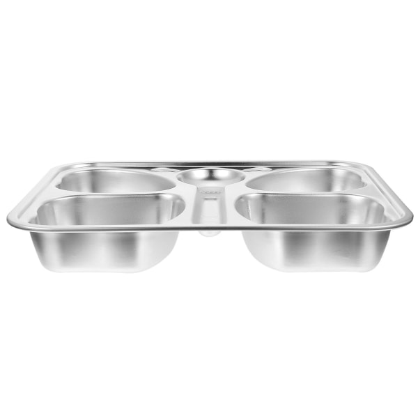 1 stk Rustfritt Stål Barnehage Tallerken Husholdningsdelt Tallerken Frukt Tallerken Frokost Tallerken Sølv 26X2 Silver 26X20X4CM