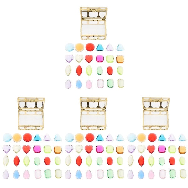 5 Sæt Farverige Ædelstenslegetøj Børneskattekiste Børnehave Ornament 4 Sæt 7,5x5,3x5cm 4 Sets 7.5x5.3x5cm