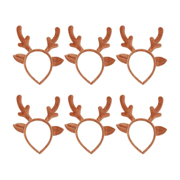 6st juldekoration Plyschhorn pannband Dekorativt hår för festbarn (ljusbrunt) Brunt Brown