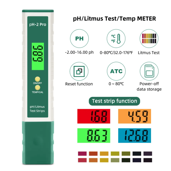PH Meter Digital PH Tester Pen 0,01 Vandkvalitetstester med høj nøjagtighed med 0-14 PH måleområde for hydroponics, husholdning D