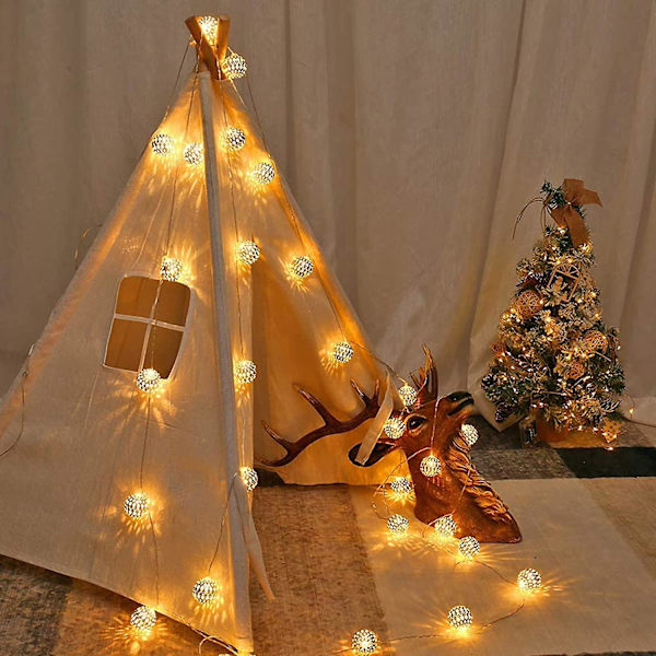 Marokkansk Lampe, LED Lysguirlande, Julepynt, Indendørs Lysguirlande, 3 Meter | 20 Varme Hvide LED'er | Orientalisk Dekoration