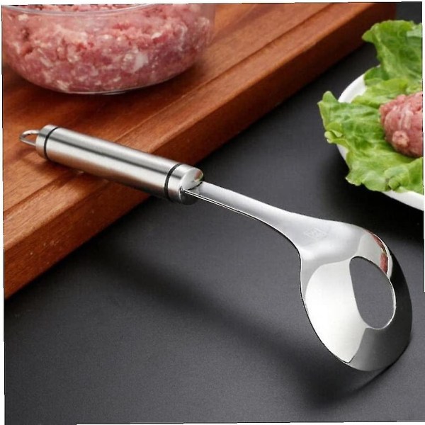 Kødbolleske med Hulske til at Skrabe Kød, Køkkenredskab, Gadget, Værktøj (Farve: Sølv) (1 stk)
