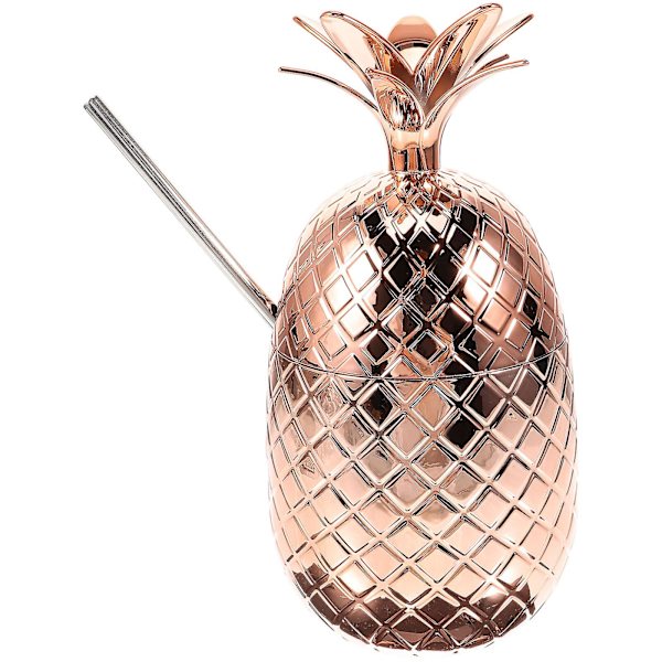 Ananas Cocktailbeger Plast Drikkkopp Fest Dekorativ Kopp Med Sugerør 450ml Rosegullbronse Rose Gold bronze