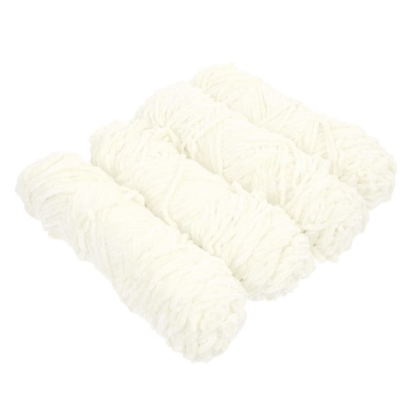 4pcs Hand Knitting Wool Diy Scarf Material Hat Weaving Thread MaterialWhite6x24cm