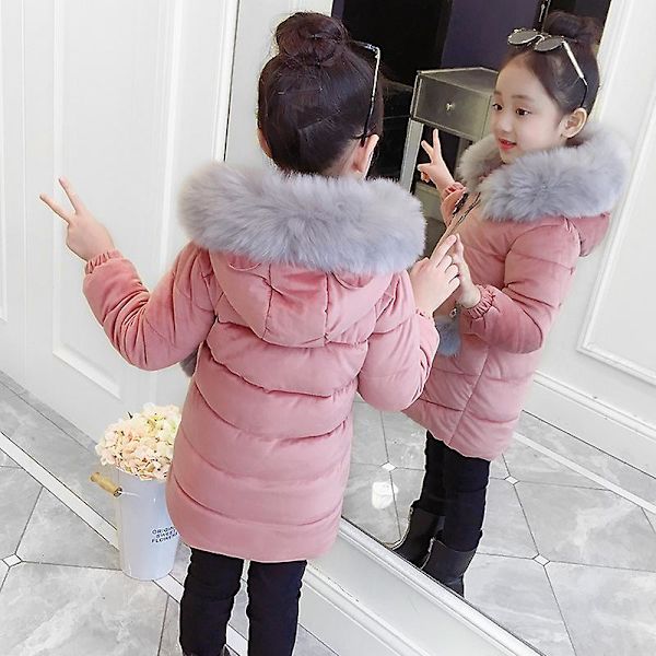 Tyttöjen Puuvilla Takit Keskipitkät Lasten Vaatteet Paksu Puuvilla Vaatteet Talvitakki 140cm Pinkki pink 140cm