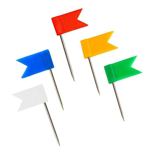 100 Markeringspinde i en XXL-pakke; Flagpinde i 5 farver til opslagstavler, kort & verdenskort (1 x 100 stk)