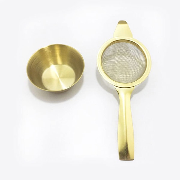Te-si til løs te i rustfrit stål Te-filter med drypbakke i rustfrit stål Te-si til løs tebladfilter (guld)