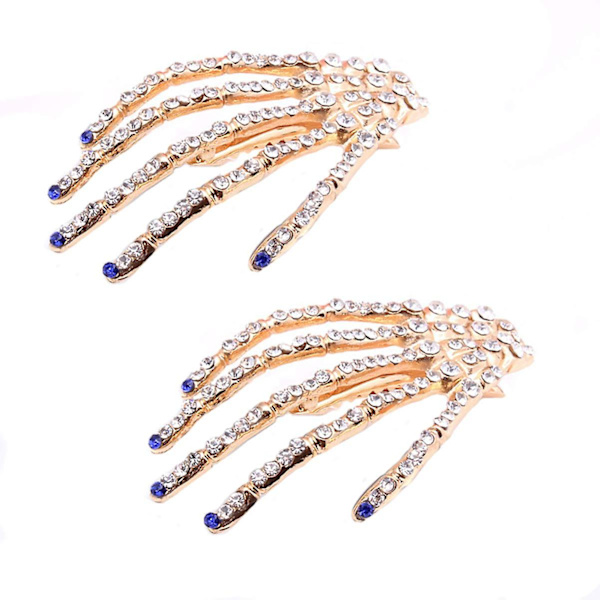 2 kpl Alloy Rhinestone Skeleton Kynnet Hiustenpidike Hiusneula Kynsi Barrette Muodikkaat Hiusten Tarvikkeet Naisille Sininen Blue