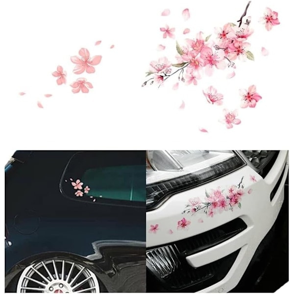 /Ryi/ 2 stk. Rosa Kirsebærblomst Vinyl Bilmærkat Auto Blomst Mærkat Forrudemærkater Kofangerklistermærker, Kofangerklistermærker.