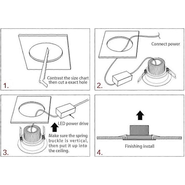 7W LED Downlight Dimbar Svart 230V 5 stk, 700LM 70W, IP44, Kaldhvit 6000K, Utskjæring 80-90mm, [Energiklasse A]