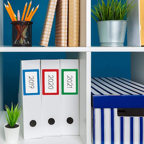 Navneskiltklistremerker, 300 stk Blanke Etiketter, 1 Rull, 5 Farger, 3,5\" X 2,25\", Limklistremerker Med Perforert Linje For Skole Kontor Hjem