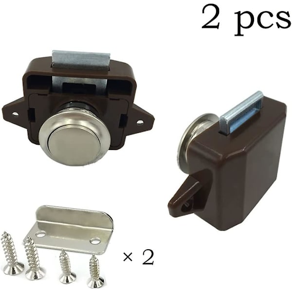 Fångsttryckknappar, 2 stycken tryckknappslås, Nyckelfritt knapplås, Nyckelfritt lås, Med skruvar, För Yachter, Husbilsöverhängsskåp, Lådor, Båtbord
