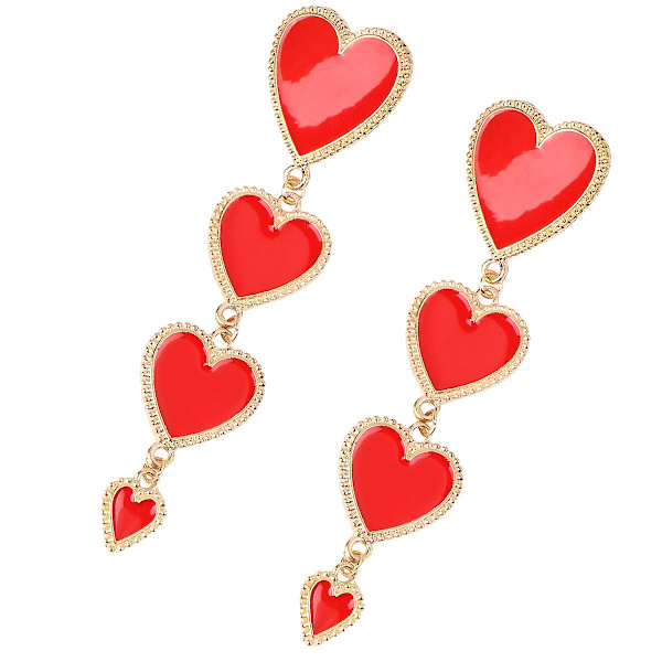 Hjärta Hoop Örhängen Interlocking Tassel Örhängen Kreativa Tassel Örhänge Kristall Drop Böjd DangleR Red 8.8X2.4cm