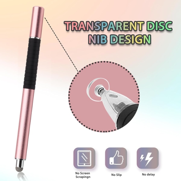 4 stk. Kapacitive Styluspenne 2 i 1 Magnetisk Disk Stylus med Kapsel, Universal Touchscreen Pen til iPads Tablet iPhone Android