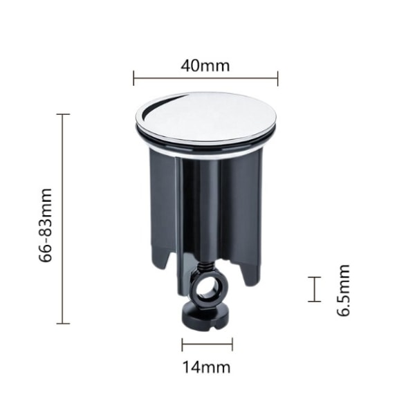 Sort universal servantstopper 40 mm, 2 STK servantstopper for alle standard vasker og bidet (høyden kan justeres mellom 6,6 cm og 8,6 cm)