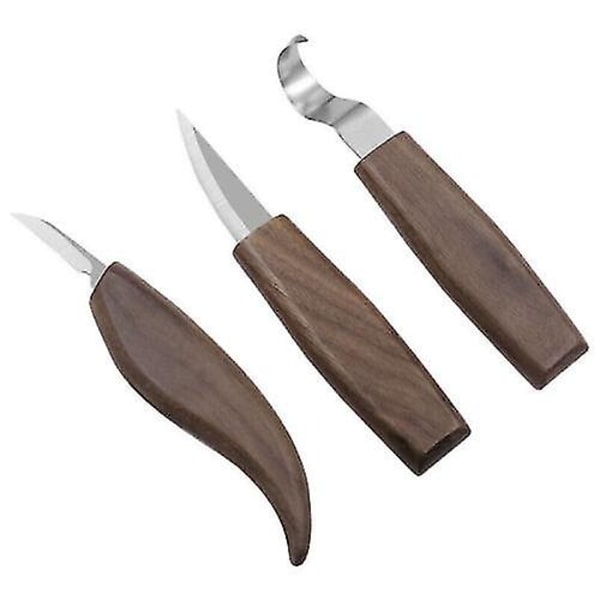 3-pack Träsnideriverktyg Set Krok Sked Knivar Skärande Täljning Bäver Hantverk Stål