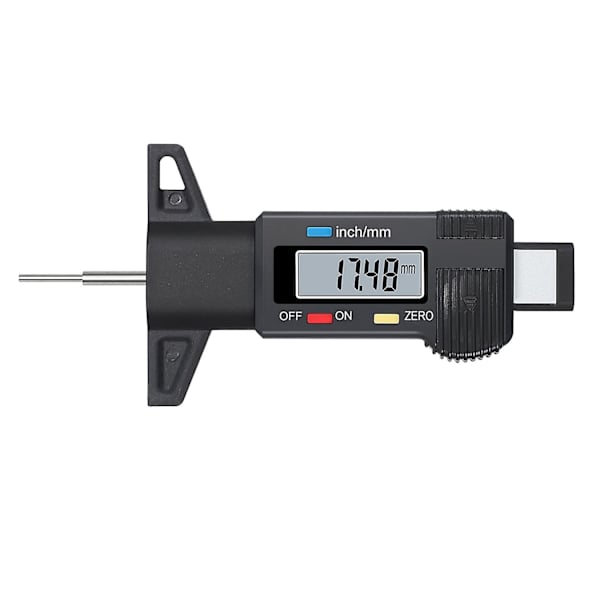 Dekkmønsterdybdemåler Digital Dekkmønsterdybdemåler Dekkmønsterdybdemåler 0-25,4 mm med LCD-skjerm (1 stk, svart)