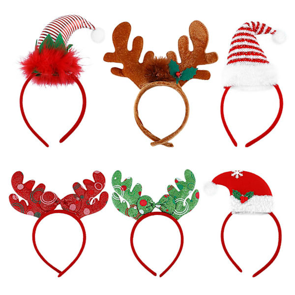 6 kpl Aikuisten Joululahjoja Elf Hat Headband Joulupäähine Joulukuvausrekvisiitta Satunnainen Väri 21x14cm Random Color 21x14cm