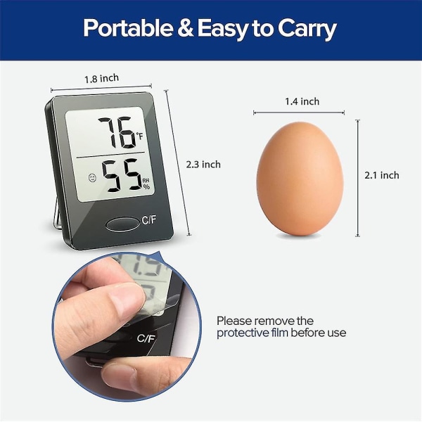 Mini LCD Digital Display Inomhus Termometer Hygrometrar Tillbehör Lämpliga För Växthus, Vinkällare, Källare Svart Black