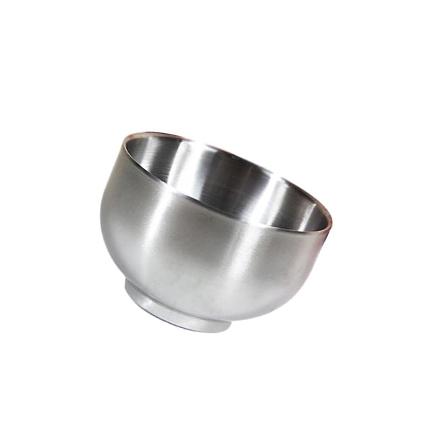 14cm Dobbeltlags Skål i Rustfrit Stål, Tykkere, Anti-Skoldning, Suppeskål, Snackskål til Børn og Småbørn (sølv)Sølv Silver