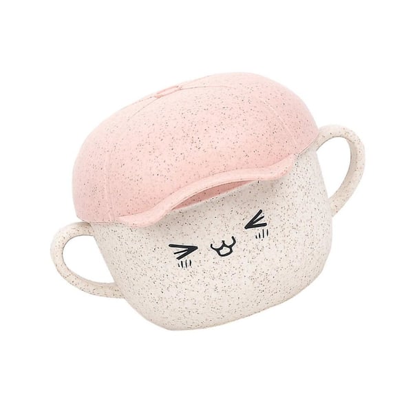 Kreative Hvetehalm Barne Risboller Tegneserie Boller Med Lopp Baby Fôring Servise (rosa)Rosa Pink