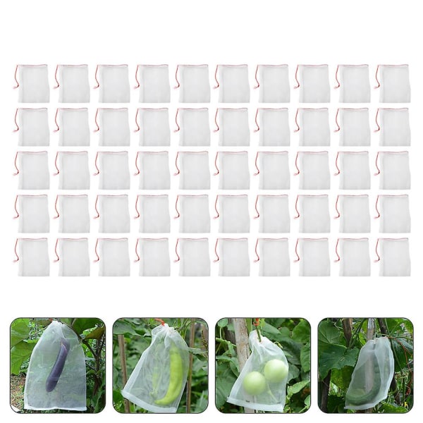 50 stk. Havefrugt Netposer Haveplante Frugtbeskyttelse Netdækning Poser Hvid 25X15X0.2CM White 25X15X0.2CM