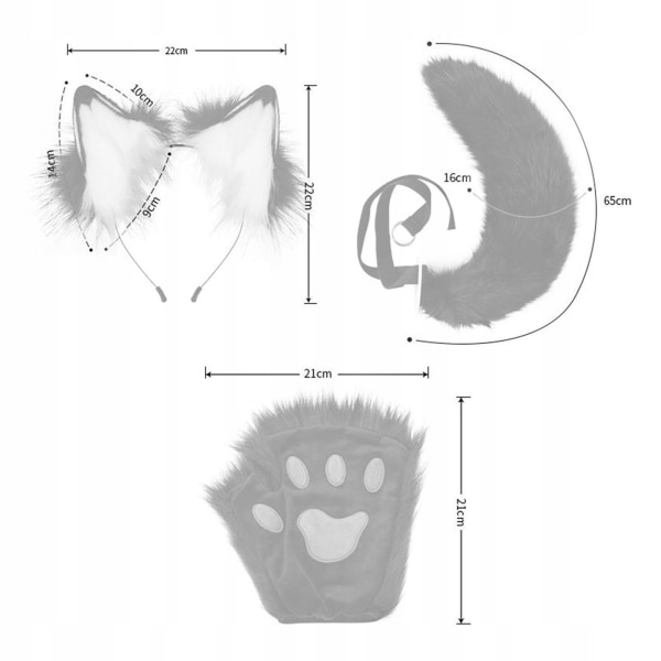 Rævøre-Hårbånd Dyr Halen Halloween Sæt Dyr Pote Simulation Plys Dyr Øre cos tilbehør