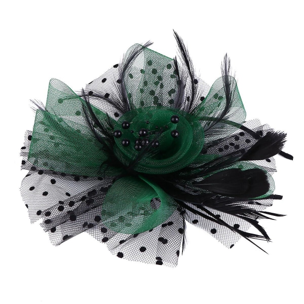 Bride Fascinator Hair Clip Veil Hairpin Hat Bowler Feather Wedding HeaddressBlack21x6cm