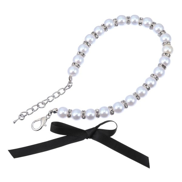 1 Set Fashionabla pärlor Hundhalsband Pet Smycken Halsband Katt BröllopskrageVitS White S