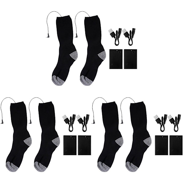 3 Sett USB-oppvarmede Sokker Varme Føtter Fotvarmer Elektrisk Oppvarming Termisk Strømpe 3 Sett 26x21cm 3 Sets 26x21cm