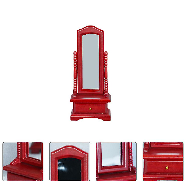 Miniatyyrihuonekalut Koriste Mini Talo Pöytä Mini Pukupeili Malli Nuken Pukupeili Punainen 13.5X5.8X2.6CM Red 13.5X5.8X2.6CM