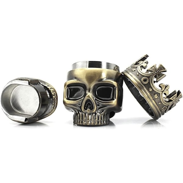 Skalle Herb Grinder - för malning av örter och kryddor - Perfekt nyhetspresent för Halloween-entusiaster (Guld)
