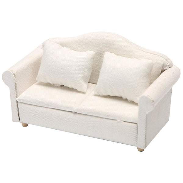 Dockhus Miniatyr Soffa Modell Mini Soffgrupp Miniatyr Soffa Med Kuddar För 1/12 Dockhus Vit 13.5X7.2X6.4CM White 13.5X7.2X6.4CM