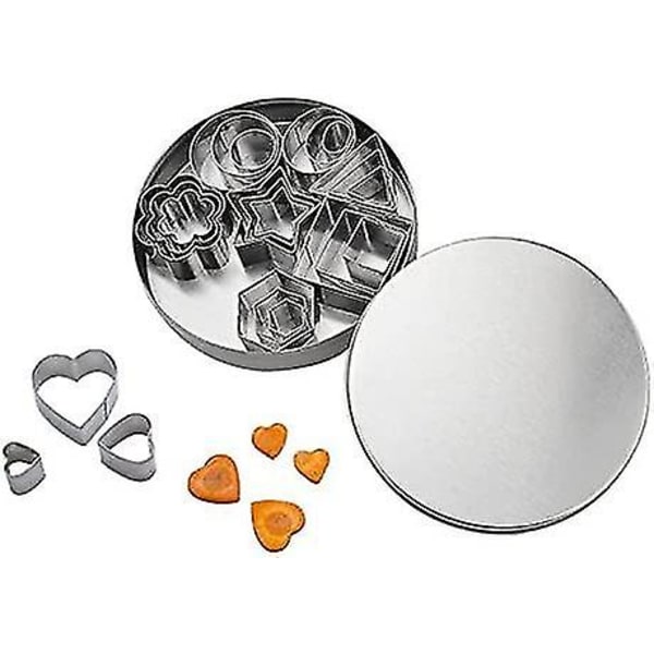 24 Mini Kakformar Set, De 8 Populäraste Formerna I 3 Olika Storlekar För Kakor, Glasyr, Tårtdekoration, Rostfritt Stål, Silver, 24-pack