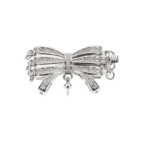 Pärlhalsband Charm Lager Spänne Smyckestillverkning Spänne Halsband Spänne Separator Rhinestone Båge Hänge Silver 3X1.5cm Silver 3X1.5cm