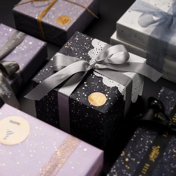 Blommigt Pappersmoln Dradon Draken Tjockare Pappersdröm Gyllene och Silver Punkt Presentpapper Svart, 20 ark