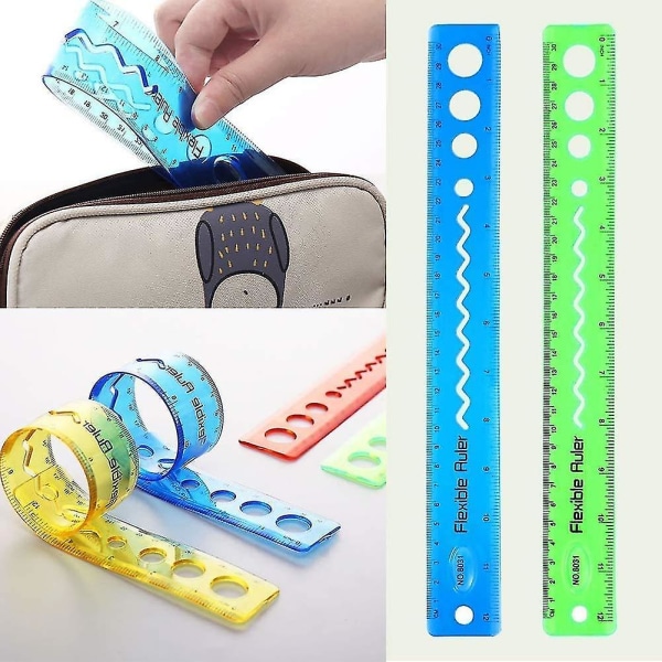 Myke 30cm/12-tommers Sammenleggbare Linjaler, Bøyelige Linjaler, Fleksible 12\" Linjaler, 12 Tommers Brettlinjaler Skole, (4 stk)